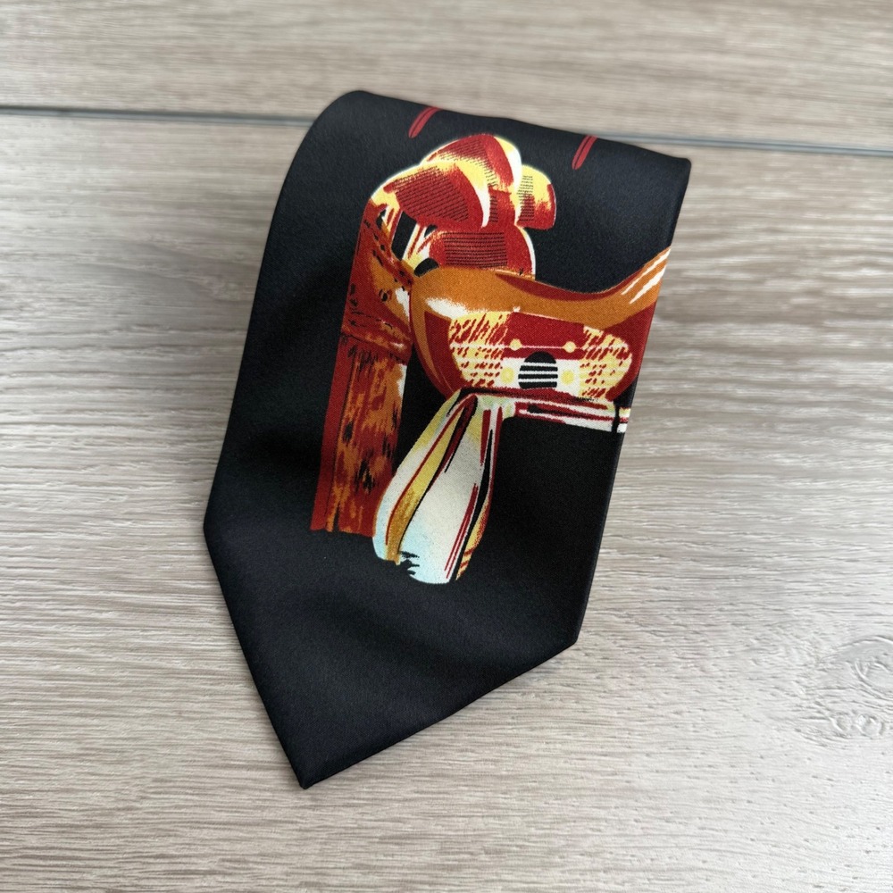 Parquet Mens Necktie Golf Club Ball Tee Graphic Print Black OS